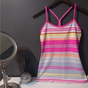 Lululemon Striped Pink Multicolor Y Back Women's Tank Top
